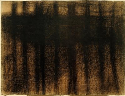 Trädstammar reflekteras i vatten (Baumstämme, sich ...) av Georges Seurat