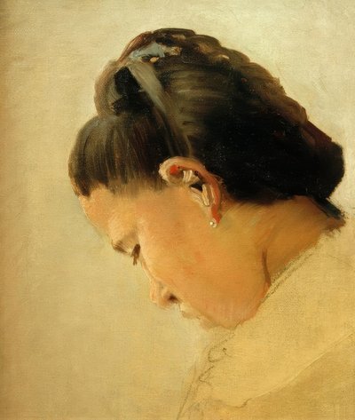 Tête de jeune fille (huvud för en ung flicka) av Georges Seurat