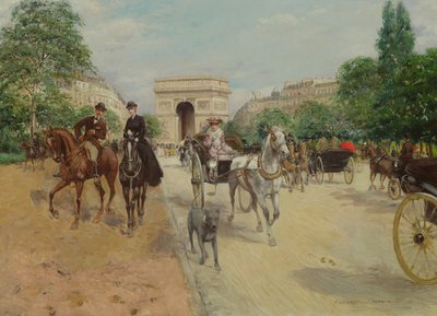 Ryttare och vagnar på Avenue du Bois, 1910 av Georges Stein