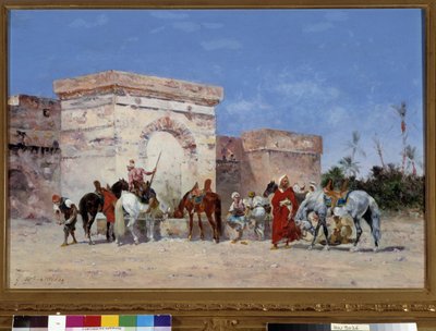 Untitled Pausen har källan till en oas i öknen. Målning av Georges Washington (1827-1910) Obligatorisk omnämnande: Collection foundation regards de Provence, Marseille av Georges Washington