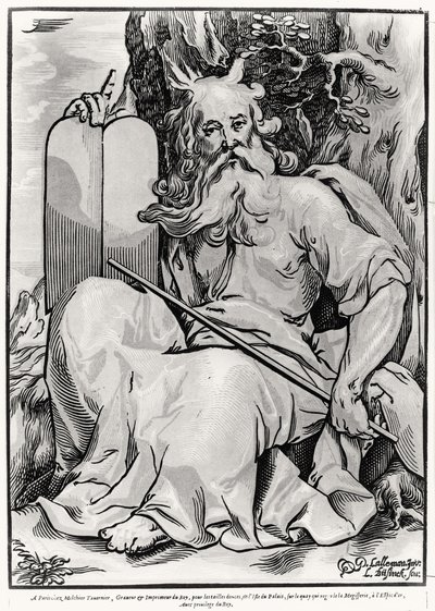 Moses, graverad av Ludwig Businck (ca 1590-efter 1630) av Georges after Lallemand