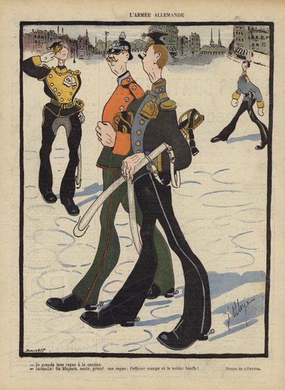 Tyska armén. Illustration för Le Rire av Georges d 1878 1937 Ostoya