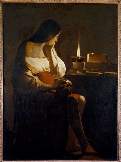 La Madeleine har nattljuset Målning (Vanite) av Georges de La Tour (1593-1652) 1600-talets sön. 1,28x0,94 m av Georges de La Tour