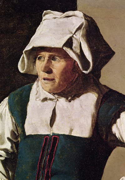 Gammal kvinna, detalj av huvudet, ca 1618-19 (detalj av 242455) av Georges de La Tour