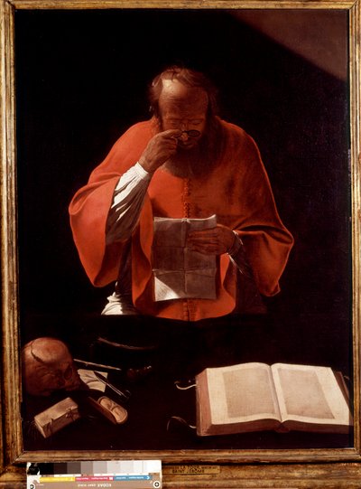 Representation av Saint Hieronymus som läser Målning av Georges de la Tour av Georges de La Tour