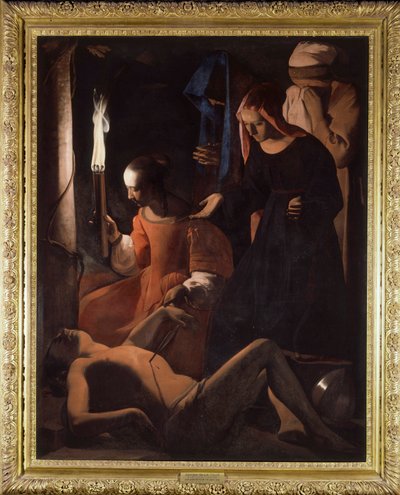 Saint Sebastian behandlas av Saint Irene. (St. Sebastian Tendered by St. Irene) Målning av Georges De La Tour (1593-1652) av Georges de La Tour