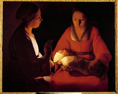 The New Born Child (The New Born Child). Målning av Georges De La Tour (1593-1652) av Georges de La Tour