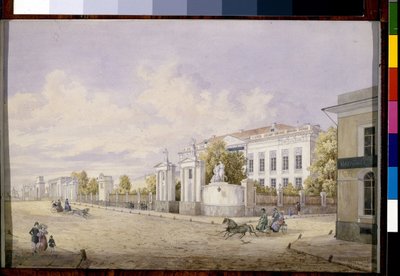 Great Lubyanka Street i Moskva (Great Lubyanka Street i Moskva) - Verk av Georgi Filippovich Baranovsky (1823-1852), akvarell på papper, 1848 - State Tretyakov Gallery, Moskva (Ryssland) av Georgi Filippovich Baranovsky