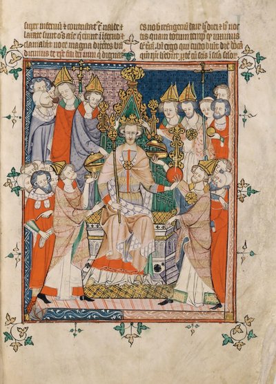 Edward II:s kröning ur Apokalypsen, Visio Sancti Pauli, MS 020, Corpus Christi College, Cambridge, 1300-25 (28252729249) av Georgia Levan Ramishvili from Tbilisi