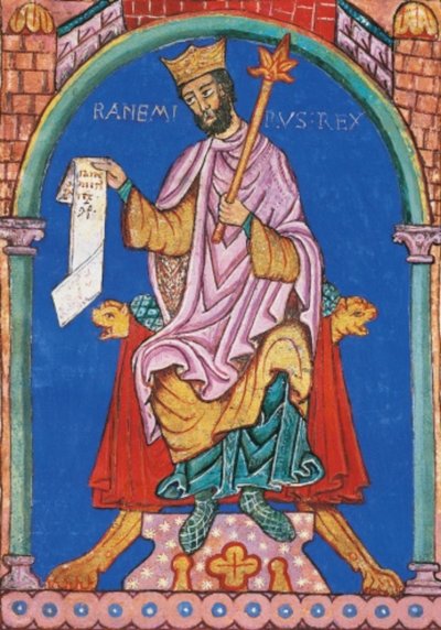Kung Ramiro II av Leon, miniatyr från Index över kungliga privilegier, Spanien 1100-talet (21404317065) av Georgia Levan Ramishvili from Tbilisi