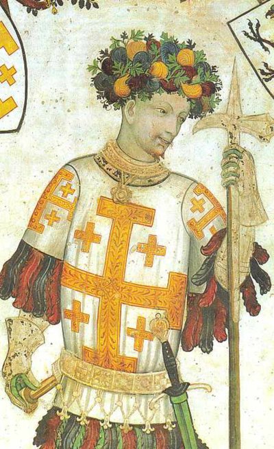 Manfred I av Saluzzo avbildad som Godfrey av Bouillon, fresk av Giacomo Jaquerio, 1420 (25958141210) av Georgia Levan Ramishvili from Tbilisi