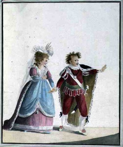 John Edwin (1749-90) och Sarah Siddons (1755-1831) (akvarell på papper) av Georgiana Jane Keate