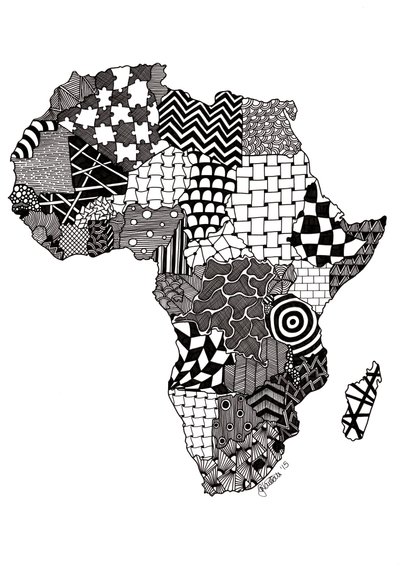 Afrika, 2015 (tusch på bristolkartong) av Georgina Naisbitt