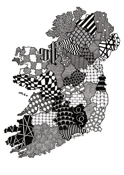Irland, 2015 (tusch på bristolkartong) av Georgina Naisbitt