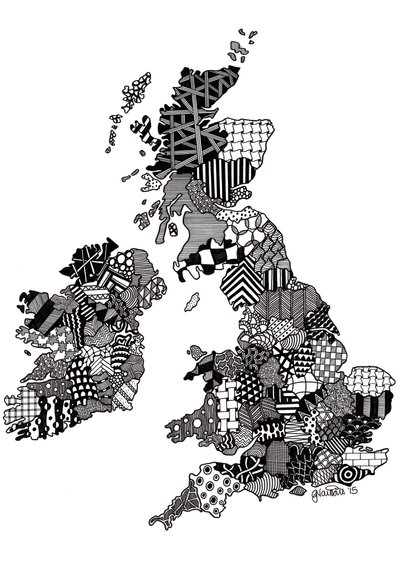 Storbritannien, 2015 (tusch på bristolkartong) av Georgina Naisbitt