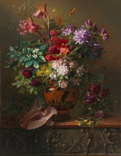 Stilleben med blommor i en grekisk vas: allegori över våren av Georgius Jacobus Johannes van Os