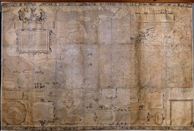 Geografisk karta över världen. Karta över den holländska skolan från projektionen av Gerard Mercator (1512-1594) av Gerard (after) Mercator
