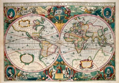 Världskarta, Amsterdam 1633 av Gerard (after) Mercator