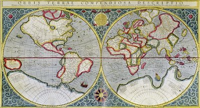 Världskarta över Mercator (1587) - i "Universum och mänskligheten" av H. Kraemer av Gerard (after) Mercator