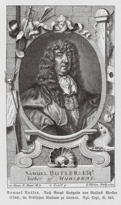 Samuel Butler, engelsk poet (gravyr) av Gerard (after) Soest