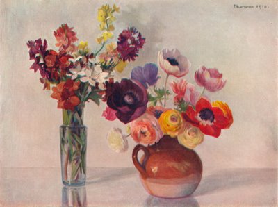 Anemoner och väggblommor, c1909 av Gerard Chowne