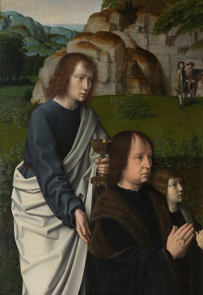 Detalj av den vänstra panelen av Kristi dop, ca 1502-08 (olja på panel) av Gerard David