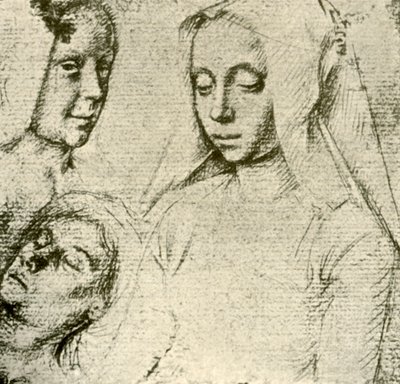 Tre kvinnliga huvuden, sent 1400-tidigt 1500-tal, 1908. av Gerard David