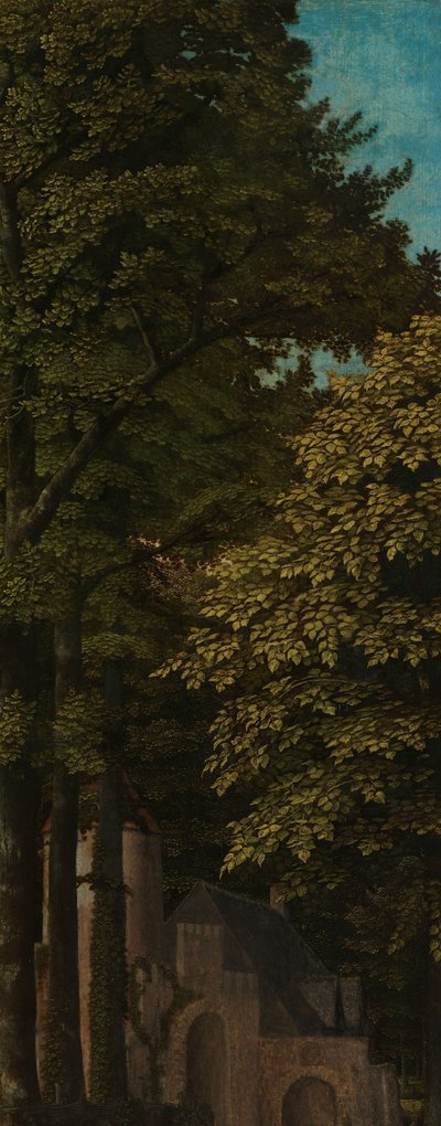 Utsikt i en skog, yttre vänstra flygeln på en triptyk av Gerard David