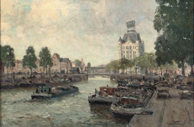 Utsikt över Witte Huis, Rotterdam (olja på duk) av Gerard Delfgaauw