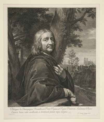 Philippe de Champaigne stående i ett landskap av Gérard Edelinck