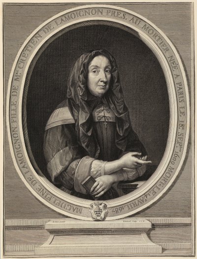 Porträtt av Madeleine de Lamoignon av Gérard Edelinck