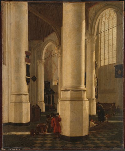 Interiör av Oude Kerk i Delft, med graven av viceamiral Pieter Pietersz Heijn av Gerard Houckgeest (attributed to)