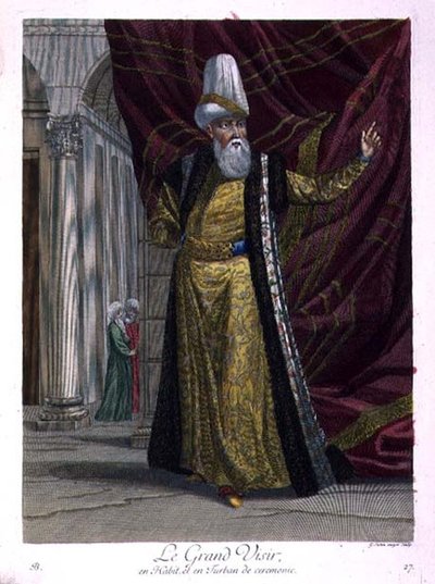 Storvisiren, i ceremoniella dräkter och turban av Gerard Jean Baptiste Scotin