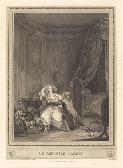 Sen omvändelse av Gerard Rene Le Vilain after Nicolas Lavreince