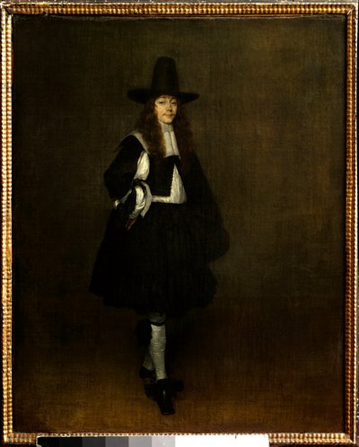 Porträtt av mannen i svart målning av Gerard Ter Borch (1617-1681) 1600-talets sön. 0,67x0,53 m Paris, musee du Louvren - Porträtt av en man i svart. Målning av Gerard Ter Borch (1617-1681) av Gerard ter Borch