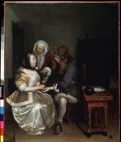Ett glas lemonad. Målning av Gerard Ter Borch den yngre (1617-1681). Olja på duk, 67 x 54 cm, ca 1660. Holländsk konst, barockkonst. Eremitagemuseet, Sankt Petersburg. av Gerard Terborch