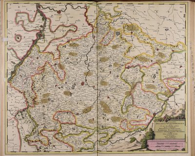 Chorographia ducatus Wurtenburgici quem ab una alteraque parte includunt quique ei includuntur marchionatus praepositura Badensis Elwangensis comitatus Hohenzolern Rechberg et affine almae civitatis Ulmae territorium av Gerard Valck