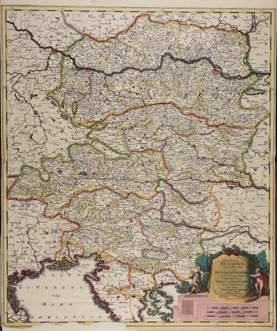 Circuli Austriaci orientalior pars in qua Austria propria et ab ea dependentes tum ducatus Stiriae, Carintiae, Carniolae tum comitatus hisce inclusi Cillensis et Goritiae singuli subdivisi av Gerard Valck