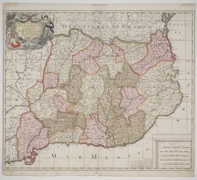Furstendömet Katalonien, ca 1702 (handfärgad etsning) av Gerard Valck