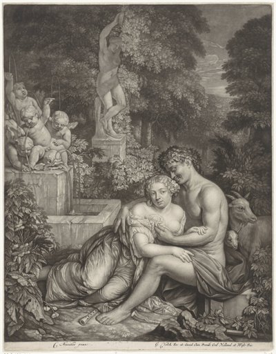 Vertumnus en Pomona av Gerard Valck