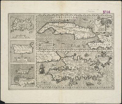 Cuba Insula ; Hispaniola Insula, graverad av Hendrik Hondius, 1633 av Gerard after Mercator