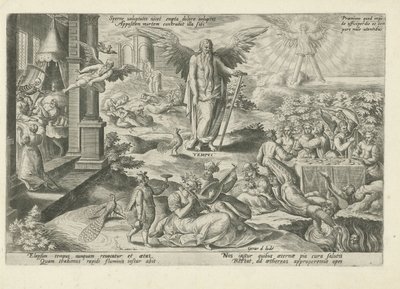 Fader Tid mitt bland lättsamma människor Sperne voluptates nocet empta dolore uoluptas (...) (titel på objekt) Moralizing Allegories of Time (serietitel) av Gerard de Jode