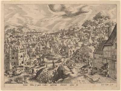 Tobit förblindad av sparven medan han sov av Gerard de Jode after Hans Bol