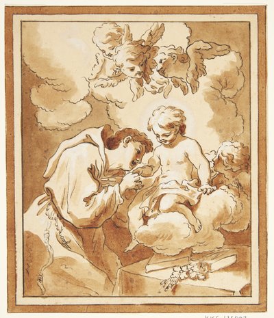Baby Jesus flyter på ett moln av Gerard de Lairesse