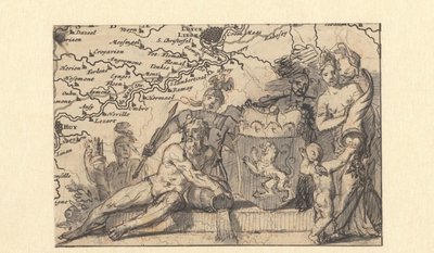 Design för en vinjett med Brabants vapen av Gerard de Lairesse