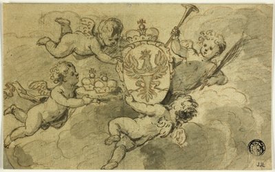Putti och vapensköld av Gerard de Lairesse