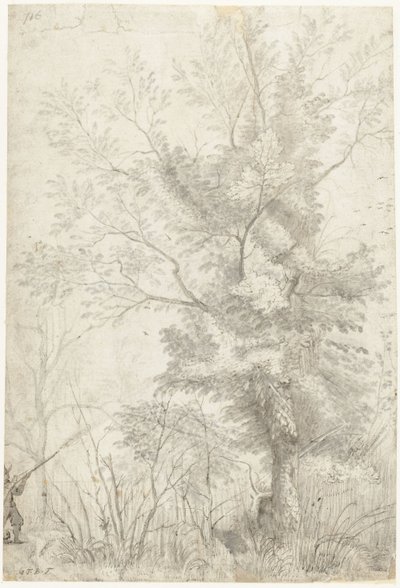 Forest of the Villa Madama utanför Rom, med en skyttejägare av Gerard ter Borch