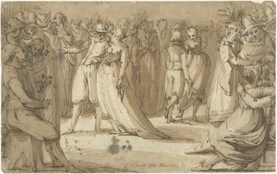 festscen Ball italien av Gerard ter Borch