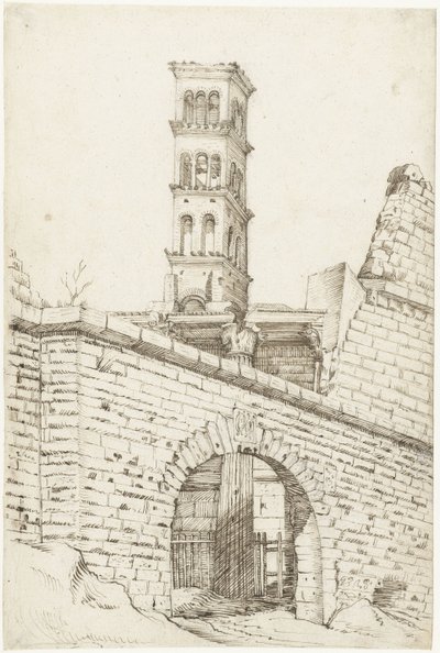 Mars Ultors tempel och Pantani-bågen i Augustus Forum och San Basilio-tornet av Gerard ter Borch (I)