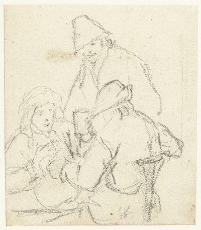 Tre drickande bönder runt ett bord av Gerard ter Borch (II) (possibly)